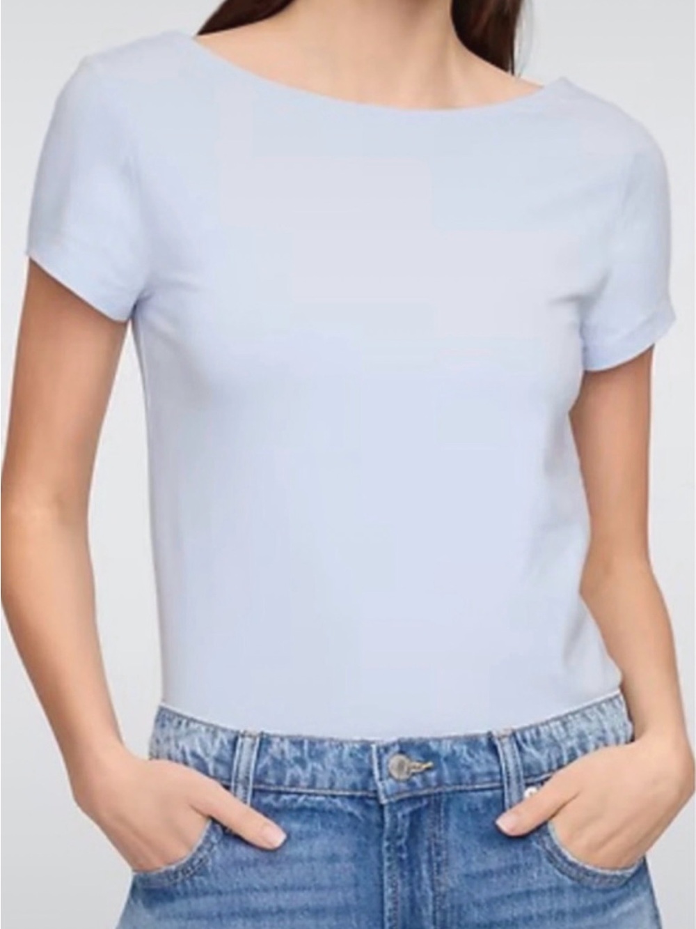 Gap  Boatneck Open-Back Cotton T-Shirt Blue XXL